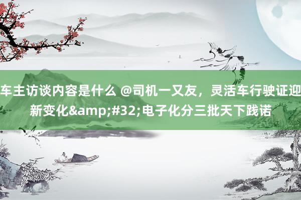 车主访谈内容是什么 @司机一又友，灵活车行驶证迎新变化&#32;电子化分三批天下践诺