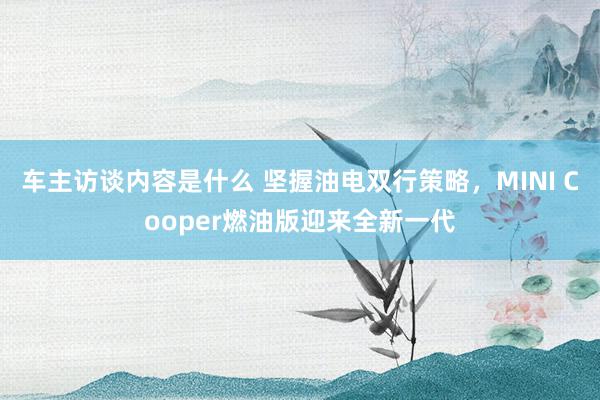 车主访谈内容是什么 坚握油电双行策略，MINI Cooper燃油版迎来全新一代