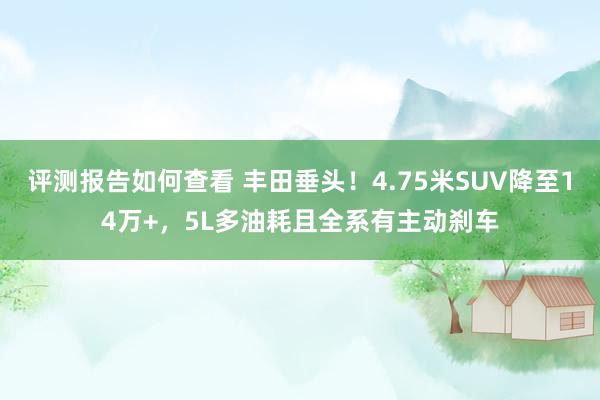 评测报告如何查看 丰田垂头！4.75米SUV降至14万+，5L多油耗且全系有主动刹车