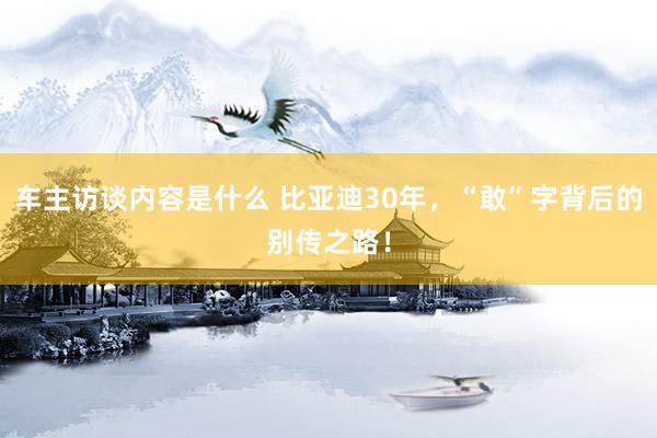 车主访谈内容是什么 比亚迪30年，“敢”字背后的别传之路！