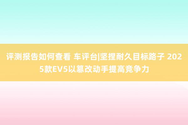 评测报告如何查看 车评台|坚捏耐久目标路子 2025款EV5以篡改动手提高竞争力