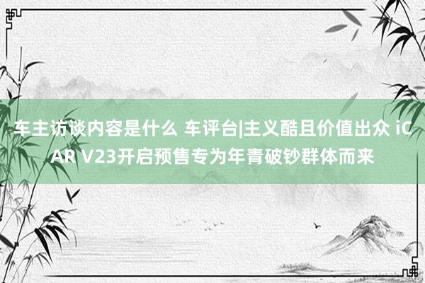 车主访谈内容是什么 车评台|主义酷且价值出众 iCAR V23开启预售专为年青破钞群体而来