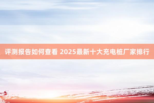 评测报告如何查看 2025最新十大充电桩厂家排行