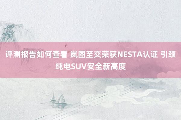 评测报告如何查看 岚图至交荣获NESTA认证 引颈纯电SUV安全新高度