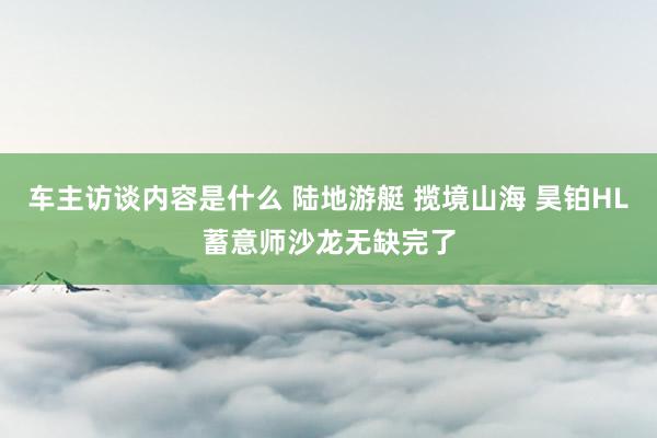 车主访谈内容是什么 陆地游艇 揽境山海 昊铂HL蓄意师沙龙无缺完了