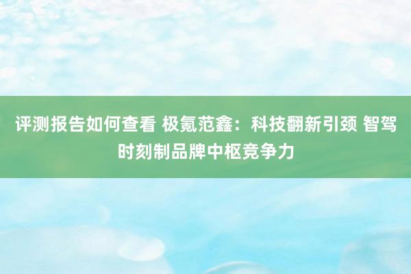 评测报告如何查看 极氪范鑫：科技翻新引颈 智驾时刻制品牌中枢竞争力