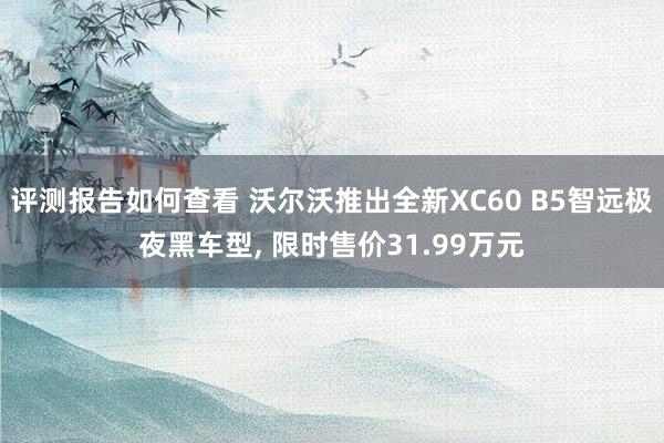 评测报告如何查看 沃尔沃推出全新XC60 B5智远极夜黑车型, 限时售价31.99万元