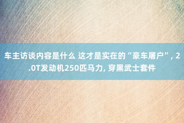 车主访谈内容是什么 这才是实在的“豪车屠户”, 2.0T发动机250匹马力, 穿黑武士套件