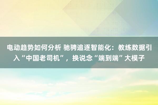 电动趋势如何分析 驰骋追逐智能化：教练数据引入“中国老司机”，换说念“端到端”大模子