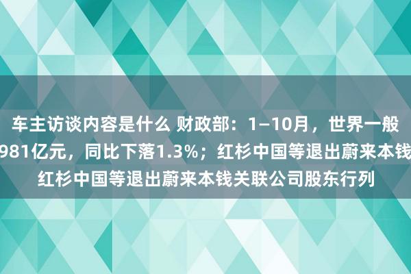 车主访谈内容是什么 财政部：1—10月，世界一般全球预算收入184981亿元，同比下落1.3%；红杉中国等退出蔚来本钱关联公司股东行列