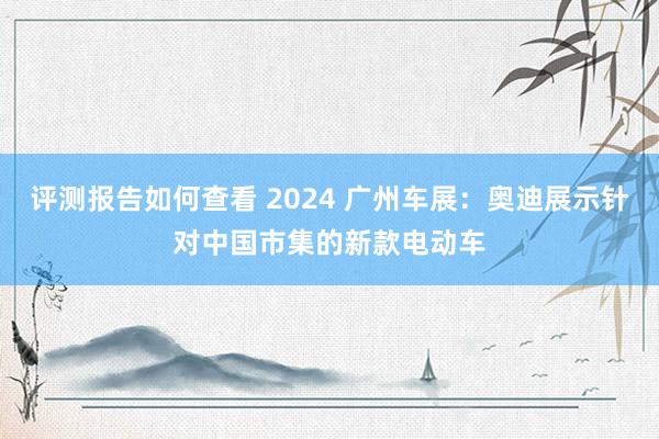 评测报告如何查看 2024 广州车展：奥迪展示针对中国市集的新款电动车