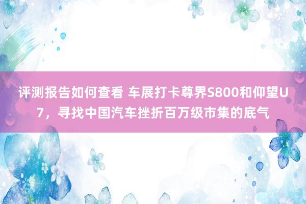 评测报告如何查看 车展打卡尊界S800和仰望U7，寻找中国汽车挫折百万级市集的底气