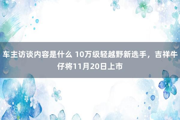 车主访谈内容是什么 10万级轻越野新选手，吉祥牛仔将11月20日上市