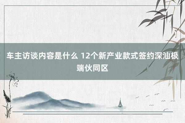 车主访谈内容是什么 12个新产业款式签约深汕极端伙同区