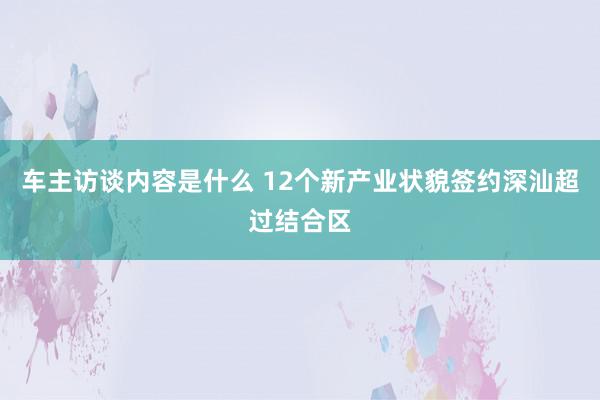 车主访谈内容是什么 12个新产业状貌签约深汕超过结合区